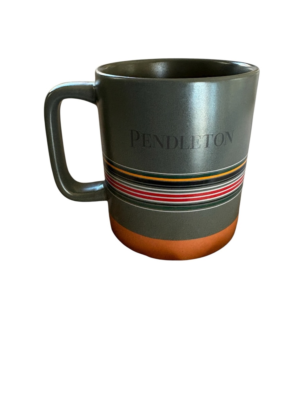 PENDLETON Woolen Mills Dark Gray Striped Large 18 oz Coffee Mug